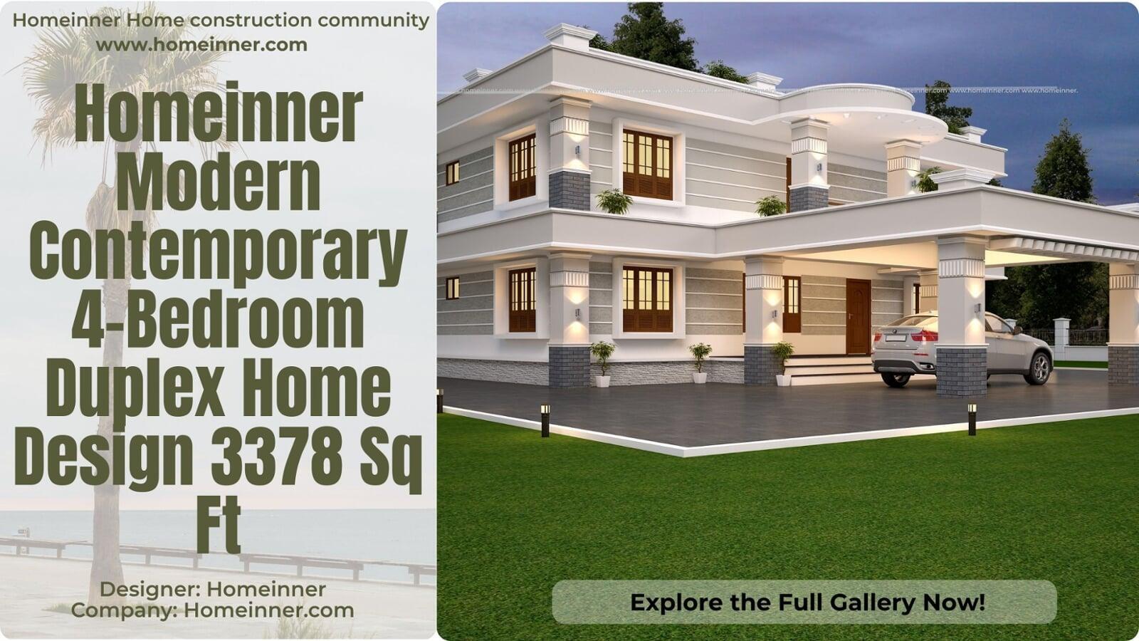 Homeinner Modern Contemporary 4-Bedroom Duplex Home Design 3378 Sq Ft